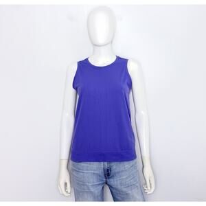 Athleta Tank Top Womens S Violet Seamless Crew Neck Sleeves Logo